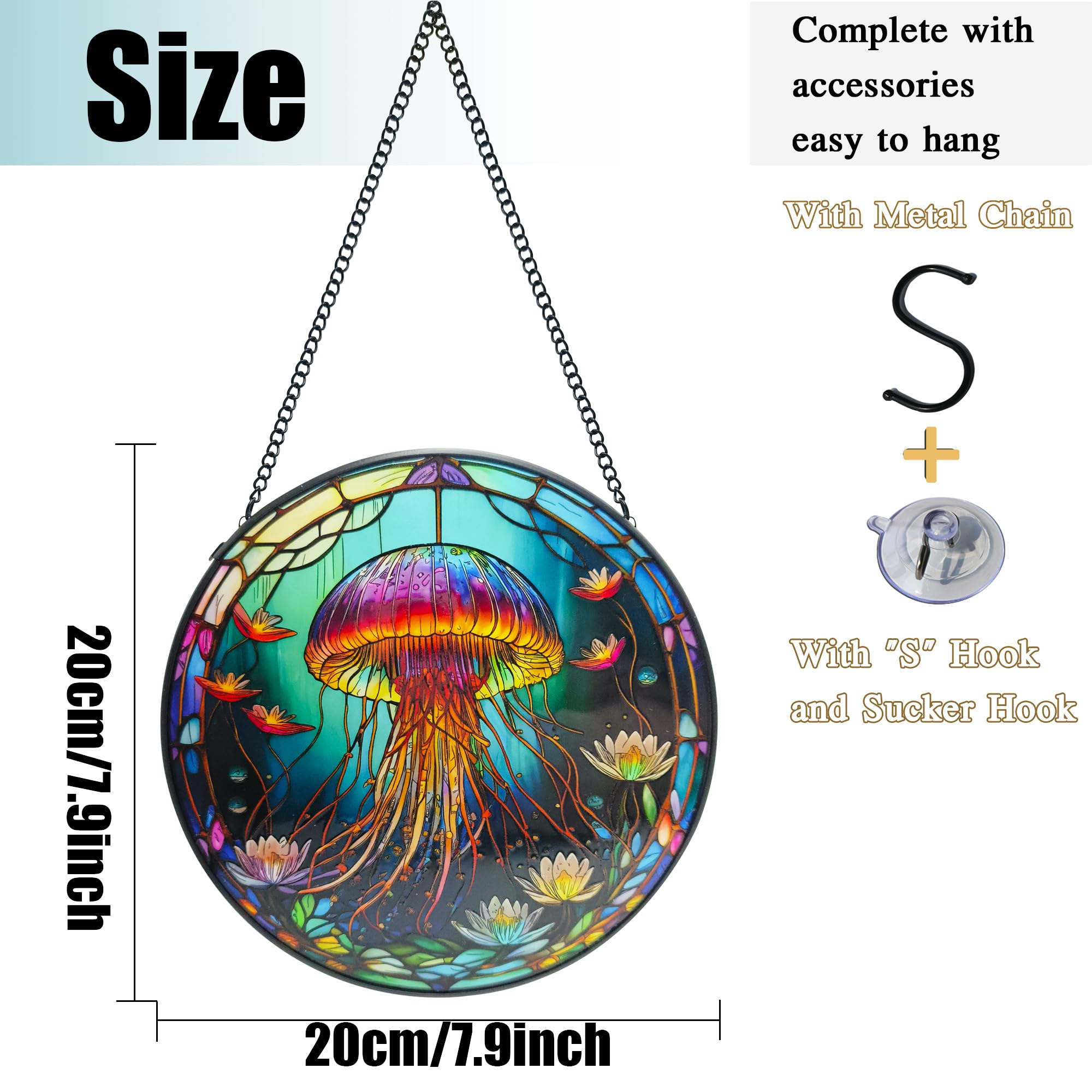 【おさかなくらげ様】専用オーダーページ Amazon.co.jp: ZZHAOYI カラフルなクラゲ ステンドグラス ウィンドウ